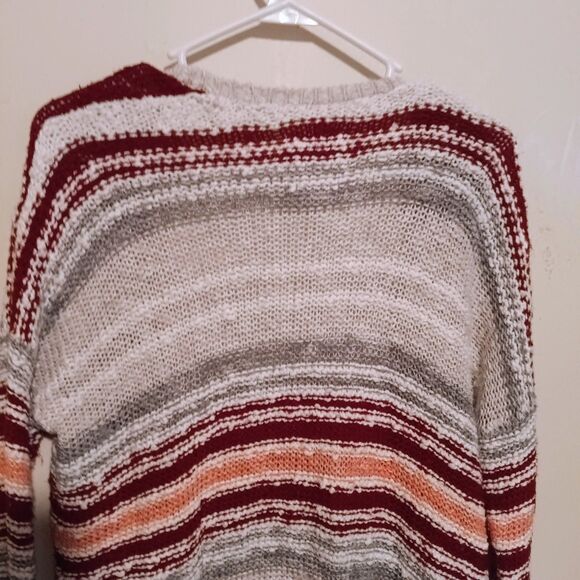 Hollister Longline Knit Cardigan-Size XS/S-Striped-Open Front-Slouchy-Preppy - Picture 6 of 9